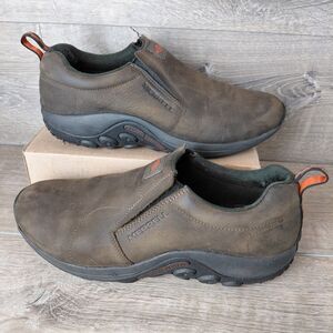 Merrell Shoes Mens 13 Brown Jungle Moc Suede Slip On Heat Resistant Work J099323